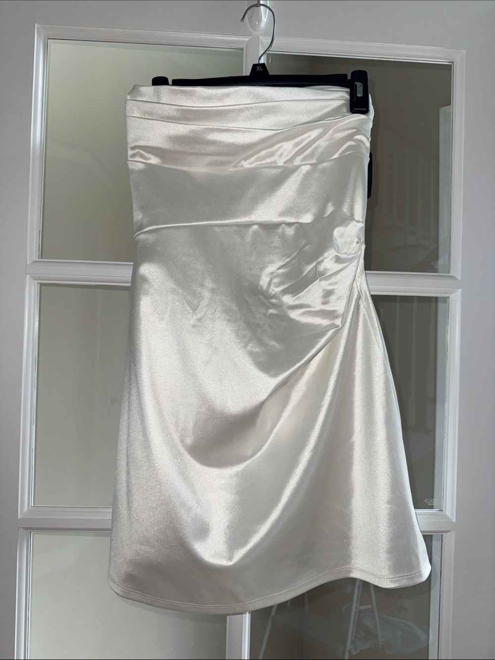 Satin white mini dress